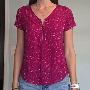 Buy1 Get1 Free Tops! Women's Pink Top with zipper detail